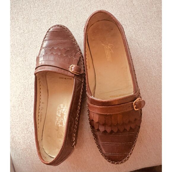 Giorgio Brutini VTG Preppy Tailored Leather Dressy Brown Loafers Men Shoes 10